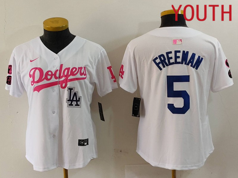 Youth Los Angeles Dodgers #5 Freeman White joint name 2024 Nike MLB Jersey style 9122->youth nfl jersey->Youth Jersey